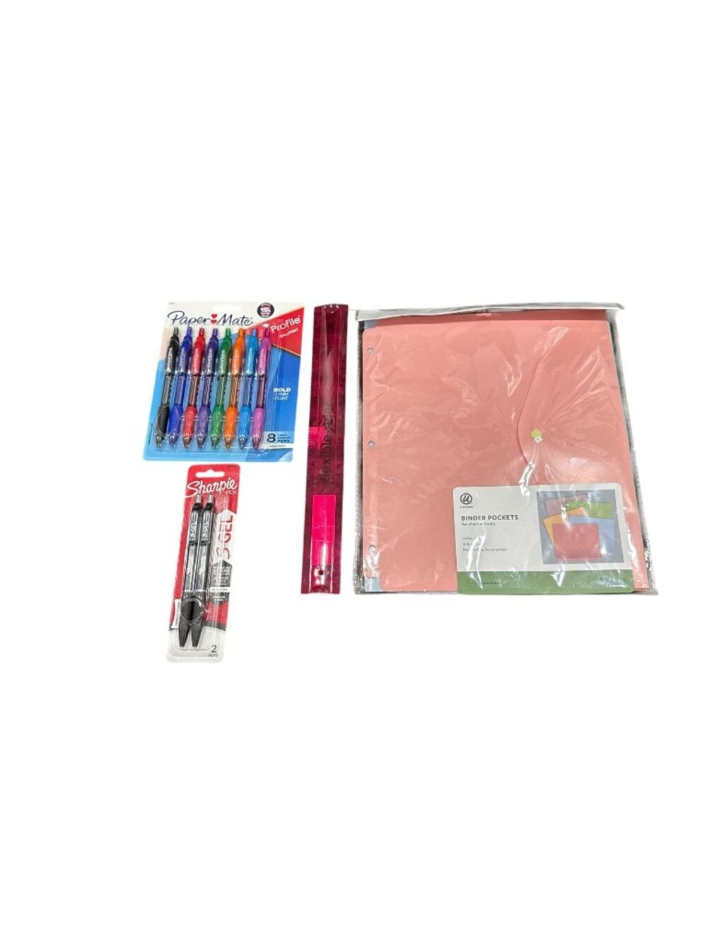 Back-To-School Supply Set With Binder Pockets, Sharpie Gel Pens, Paper Mate Pens